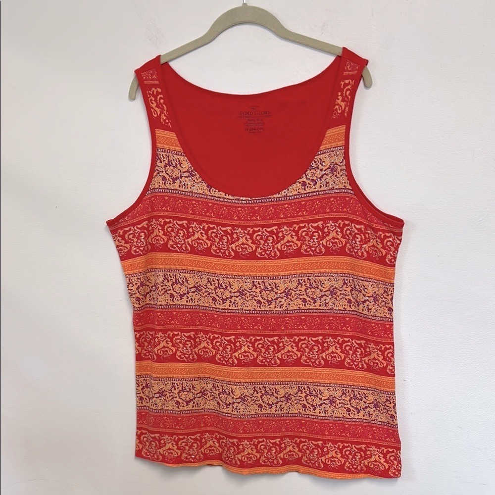 Faded Glory Ribbed Sparkly Women’s Size 3X (22W-24W) Orange Tank Top Camisole